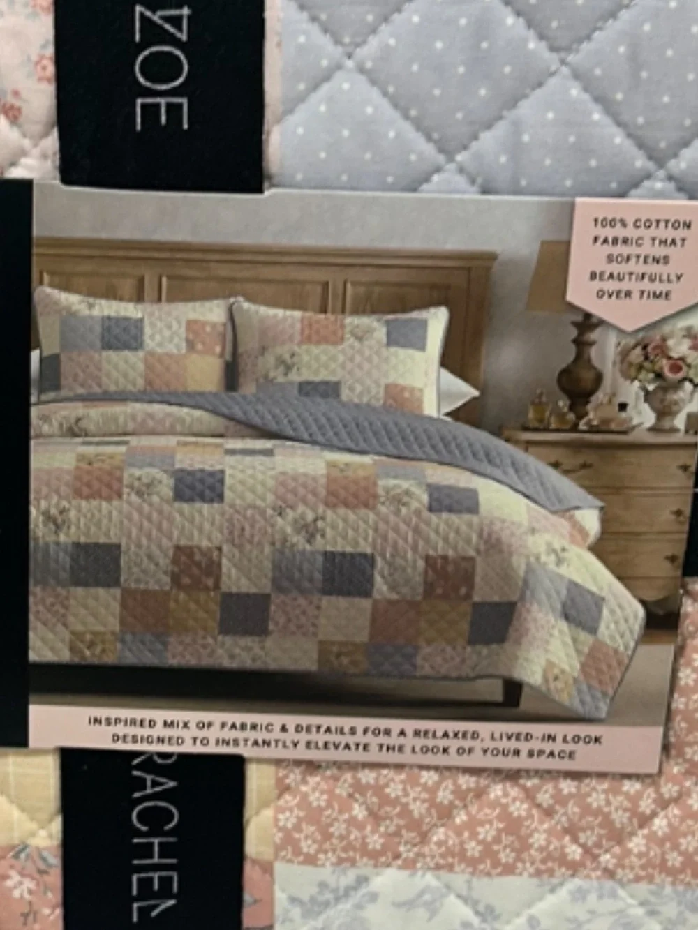 Rachel Zoe Multicolor Cotton Reversible Full/Queen Quilt Set 90”x90”
